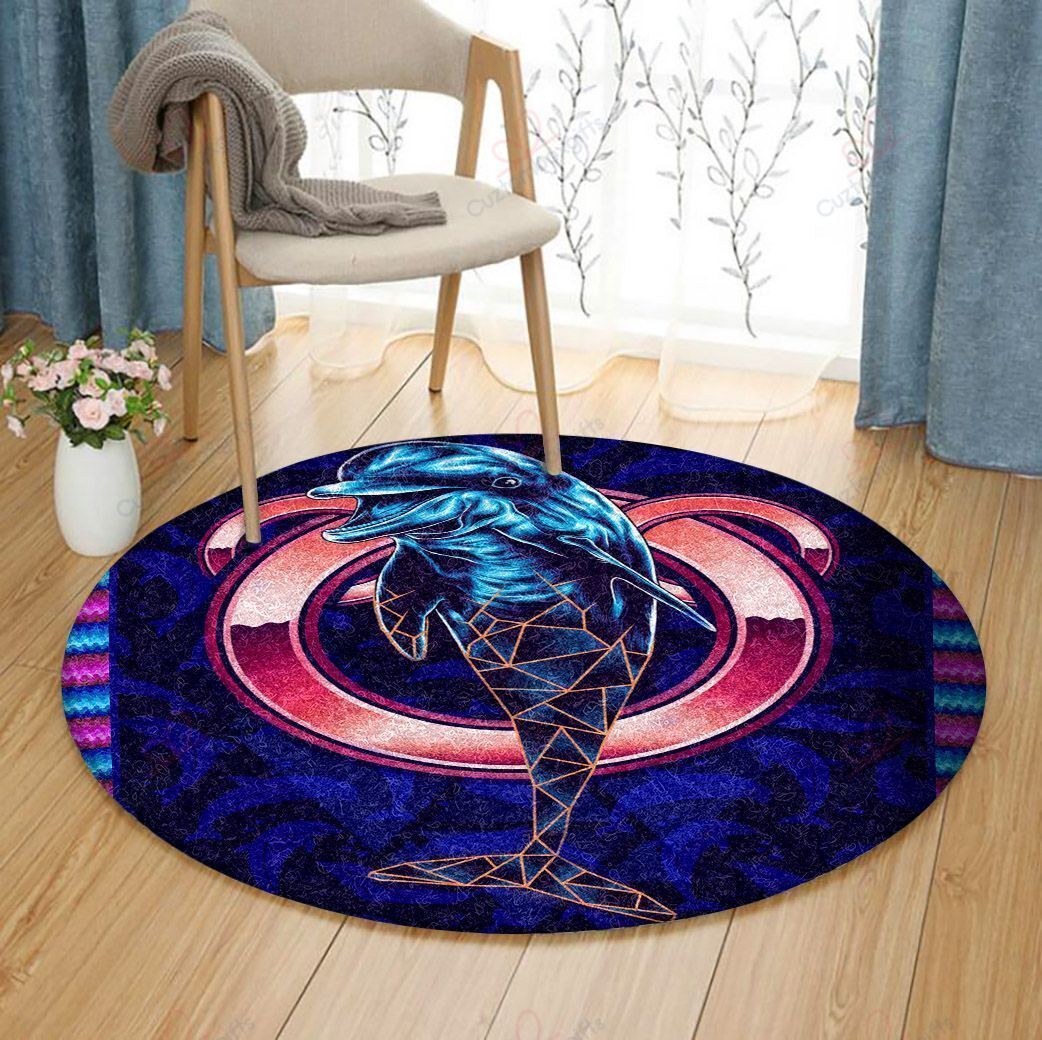 A Big Blue Dolphin Round Carpet Floor Rug Living Room Bedroom Decor Round Area Rug Carpet A Big Blue Dolphin Round Carpet Floor Rug Living Room Bedroom Decor Round Area Rug Carpet
