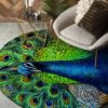 A Big Peacock Round Carpet Floor Rug Living Room Bedroom Decor Round Area Rug Carpet