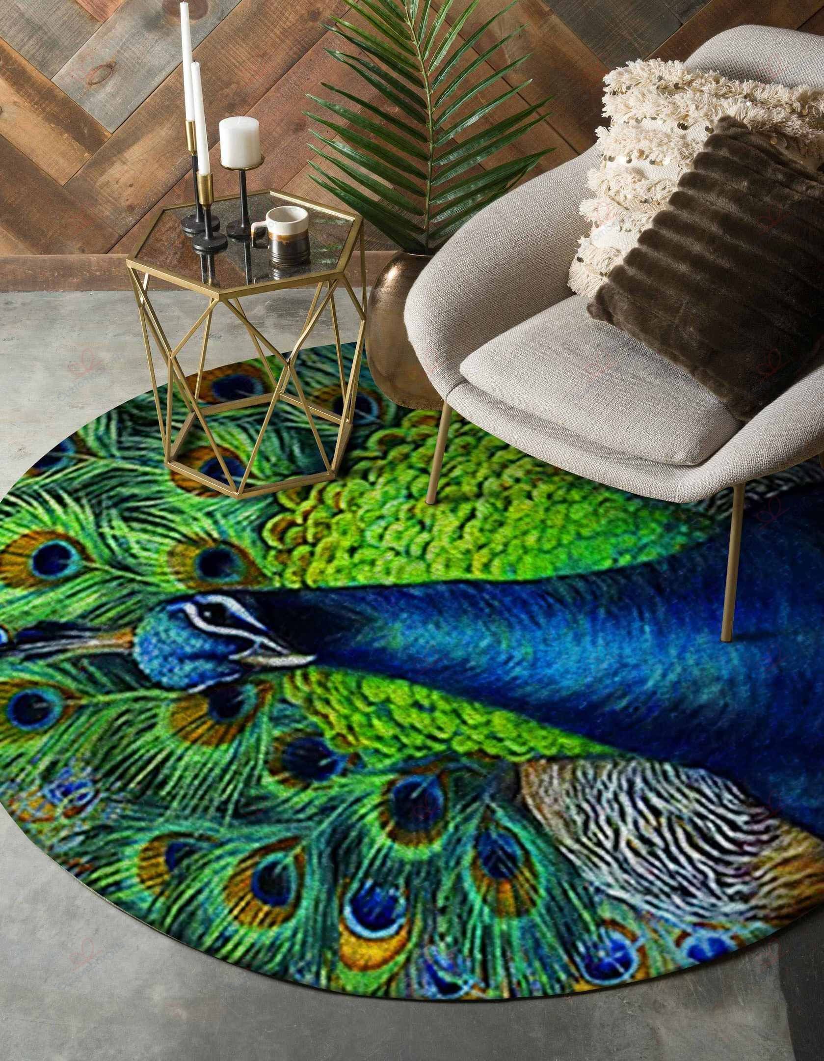 A Big Peacock Round Carpet Floor Rug Living Room Bedroom Decor Round Area Rug Carpet A Big Peacock Round Carpet Floor Rug Living Room Bedroom Decor Round Area Rug Carpet