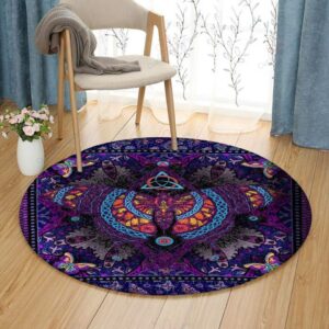 A Big Purple Butterfly 1 Round Carpet Floor Rug Living Room Bedroom Decor Round Area Rug Carpet