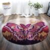 A Big Purple Butterfly Round Carpet Floor Rug Living Room Bedroom Decor Round Area Rug Carpet