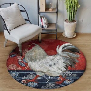 A Big White Chicken Round Carpet Floor Rug Living Room Bedroom Decor Round Area Rug Carpet