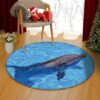 A Black Dolphin Round Carpet Floor Rug Living Room Bedroom Decor Round Area Rug Carpet