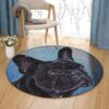 A Black French Bulldog Round Carpet Floor Rug Living Room Bedroom Decor Round Area Rug Carpet