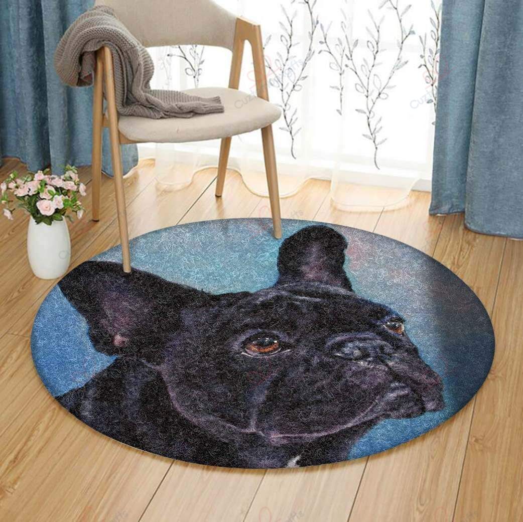 A Black French Bulldog Round Carpet Floor Rug Living Room Bedroom Decor Round Area Rug Carpet A Black French Bulldog Round Carpet Floor Rug Living Room Bedroom Decor Round Area Rug Carpet