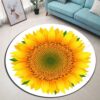 A Bright Sunflower Round Carpet Floor Rug Living Room Bedroom Decor Round Area Rug Carpet