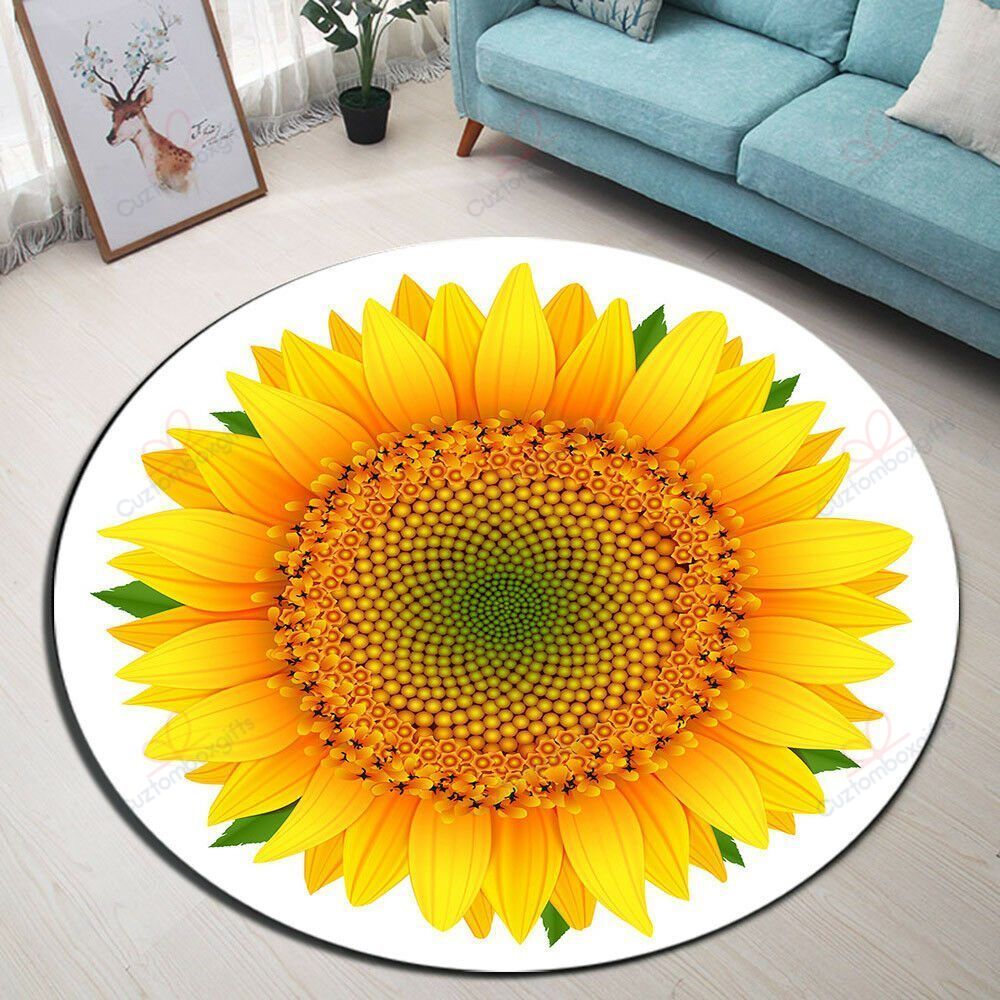 A Bright Sunflower Round Carpet Floor Rug Living Room Bedroom Decor Round Area Rug Carpet A Bright Sunflower Round Carpet Floor Rug Living Room Bedroom Decor Round Area Rug Carpet
