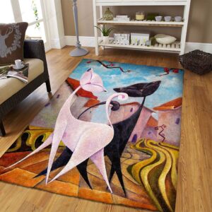 A Couple Of Black And Pink Cats Rug Sport Decor Gift Floor Decor Living Room Carpet Rug Area Rug - 71956bffcfc4