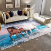 A Couple Of Brown And White Horse At Beach Rug Sport Decor Gift Floor Decor Living Room Carpet Rug Area Rug - 529cfd274115