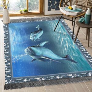 A Couple Of Dolphins Is Playing Together Rug Sport Decor Gift Floor Decor Living Room Carpet Rug Area Rug - d1cc452a8d1d