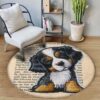 A Cute Bernese Mountain Round Carpet Floor Rug Living Room Bedroom Decor Round Area Rug Carpet