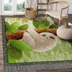 A Cute Sloth Holds Branch 7 Rug Sport Decor Gift Floor Decor Living Room Carpet Rug Area Rug - 5ccab4dc2728