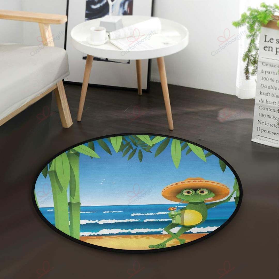 A Frog On Sandy Beach Round Carpet Floor Rug Living Room Bedroom Decor Round Area Rug Carpet A Frog On Sandy Beach Round Carpet Floor Rug Living Room Bedroom Decor Round Area Rug Carpet