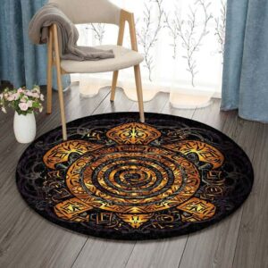 A Golden Turtle Round Carpet Floor Rug Living Room Bedroom Decor Round Area Rug Carpet