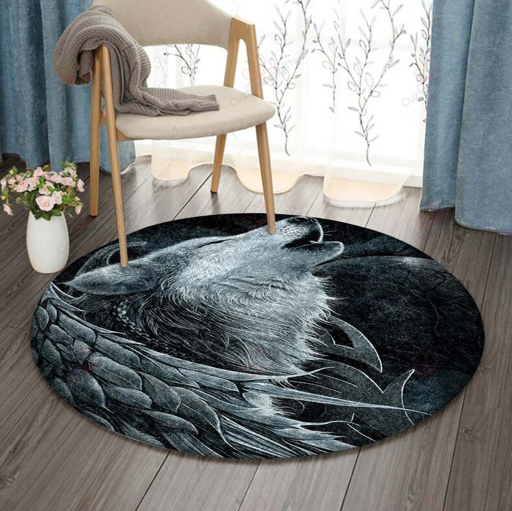 A Grey Wolf Round Carpet Floor Rug Living Room Bedroom Decor Round Area Rug Carpet A Grey Wolf Round Carpet Floor Rug Living Room Bedroom Decor Round Area Rug Carpet