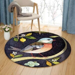 A Little Bird Round Carpet Floor Rug Living Room Bedroom Decor Round Area Rug Carpet
