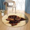 A Little Black Dachshund Round Carpet Floor Rug Living Room Bedroom Decor Round Area Rug Carpet
