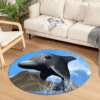 A Little Black Dolphin Round Carpet Floor Rug Living Room Bedroom Decor Round Area Rug Carpet