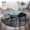 A Man Playing Piano Round Carpet Floor Rug Living Room Bedroom Decor Round Area Rug Carpet