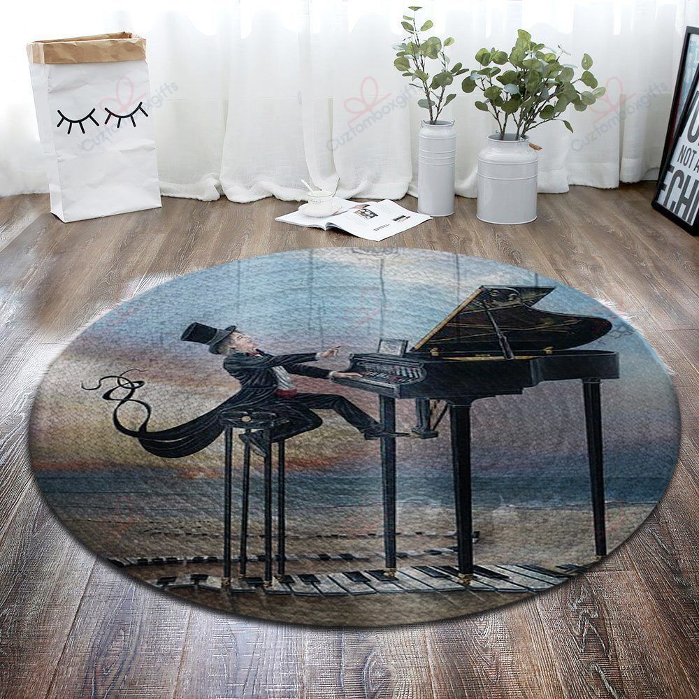 A Man Playing Piano Round Carpet Floor Rug Living Room Bedroom Decor Round Area Rug Carpet A Man Playing Piano Round Carpet Floor Rug Living Room Bedroom Decor Round Area Rug Carpet