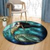 A Mermaid Girl Round Carpet Floor Rug Living Room Bedroom Decor Round Area Rug Carpet