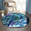 A Peacock Round Carpet Floor Rug Living Room Bedroom Decor Round Area Rug Carpet