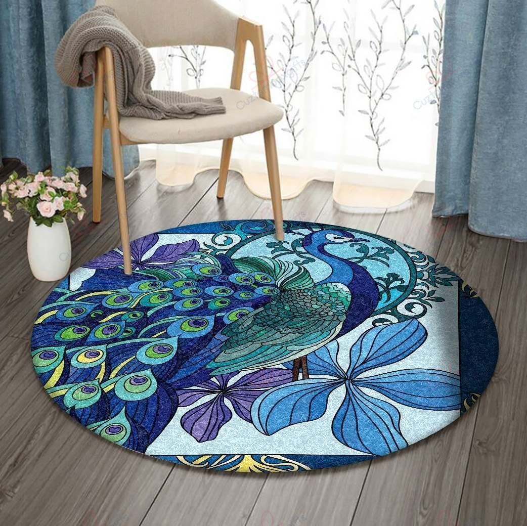 A Peacock Round Carpet Floor Rug Living Room Bedroom Decor Round Area Rug Carpet A Peacock Round Carpet Floor Rug Living Room Bedroom Decor Round Area Rug Carpet