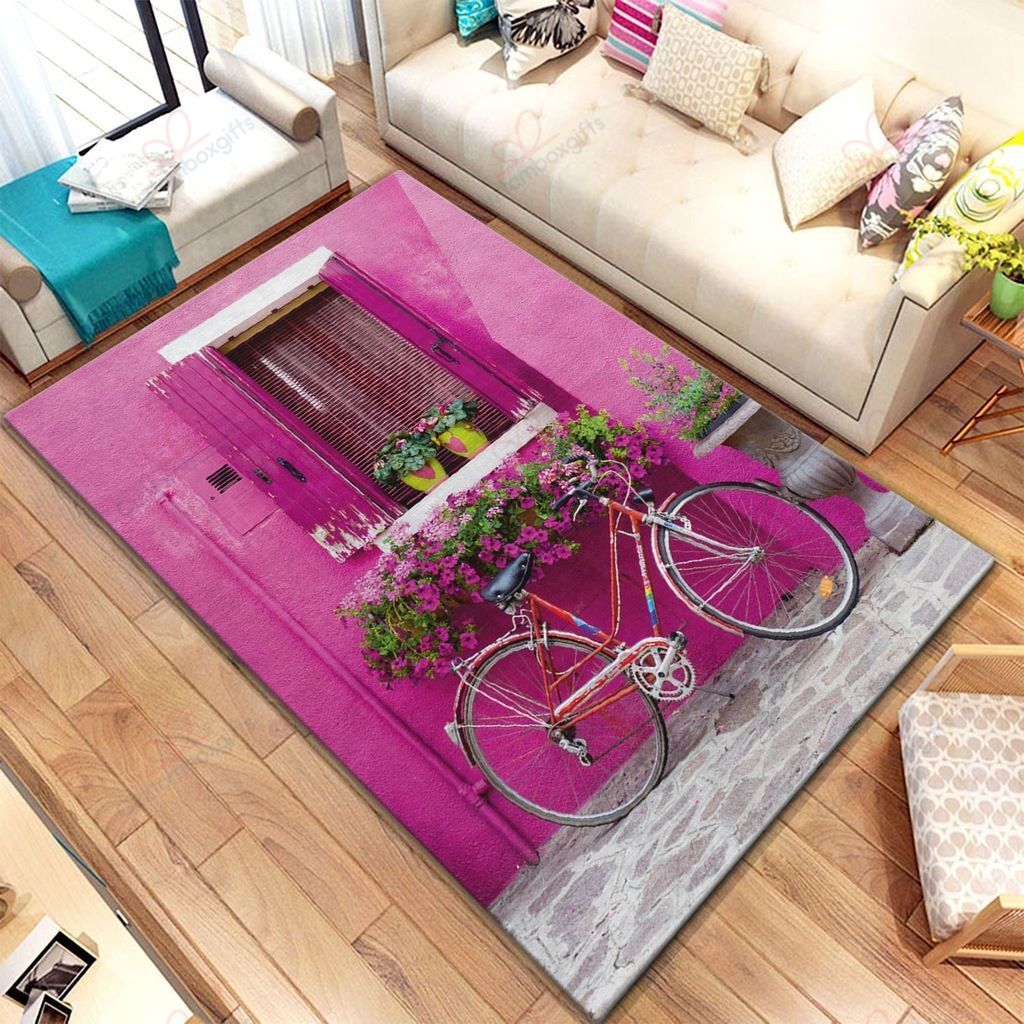 A Pink Bicycle Behind The Dreaming House Rug Sport Decor Gift Floor Decor Living Room Carpet Rug Area Rug - e075e240fe9d A Pink Bicycle Behind The Dreaming House Rug Sport Decor Gift Floor Decor Living Room Carpet Rug Area Rug - e075e240fe9d