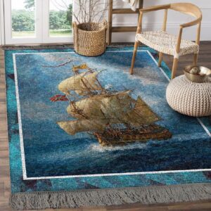 A Ship Is Sailing In Storm Rug Sport Decor Gift Floor Decor Living Room Carpet Rug Area Rug - d3295ddb773c