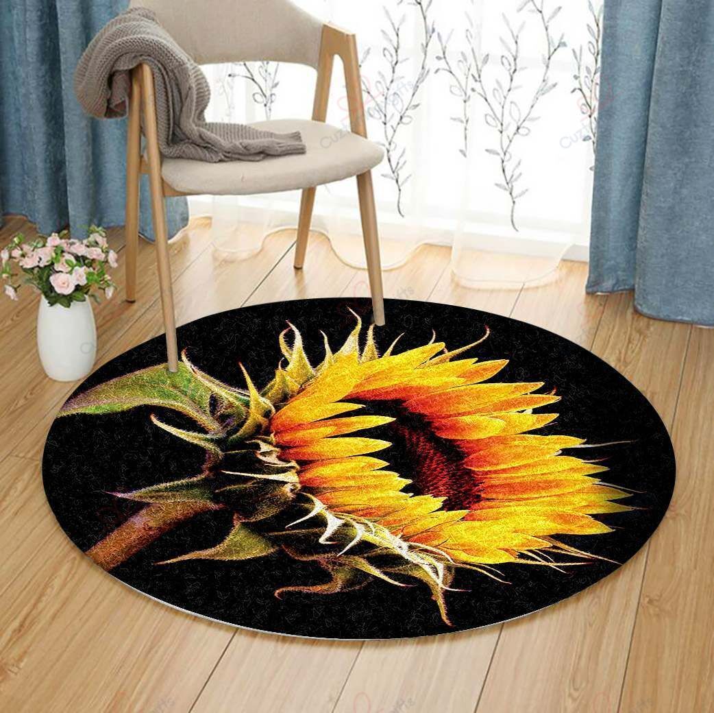 A Sunflower Round Carpet Floor Rug Living Room Bedroom Decor Round Area Rug Carpet A Sunflower Round Carpet Floor Rug Living Room Bedroom Decor Round Area Rug Carpet
