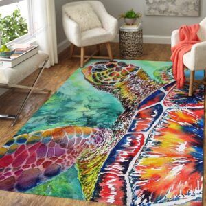 A Watercolor Turtle Rug Sport Decor Gift Floor Decor Living Room Carpet Rug Area Rug - 3ea0ac53efc2