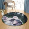 A White French Bulldog Round Carpet Floor Rug Living Room Bedroom Decor Round Area Rug Carpet