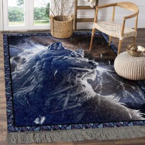 A Wolf On A Stormy Day Rug Sport Decor Gift Floor Decor Living Room Carpet Rug Area Rug - 9687c70531fc