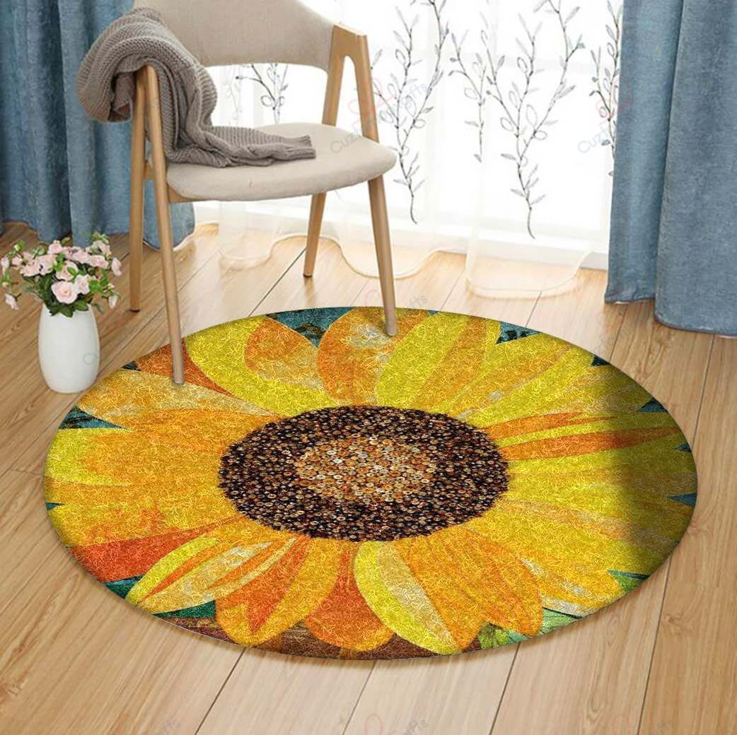 A Yellow Sunflower Round Carpet Floor Rug Living Room Bedroom Decor Round Area Rug Carpet A Yellow Sunflower Round Carpet Floor Rug Living Room Bedroom Decor Round Area Rug Carpet