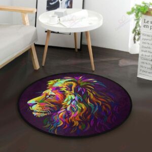 Abstract Art Multicolored Lion Round Carpet Floor Rug Living Room Bedroom Decor Round Area Rug Carpet