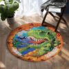 Abstract Dinosaur Round Carpet Floor Rug Living Room Bedroom Decor Round Area Rug Carpet