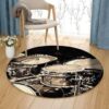 Abstract Drum Set Round Carpet Floor Rug Living Room Bedroom Decor Round Area Rug Carpet