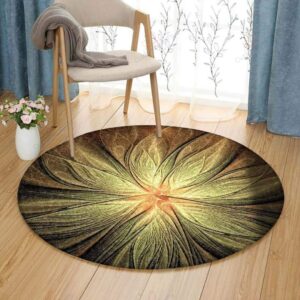 Abstract Flower Round Carpet Floor Rug Living Room Bedroom Decor Round Area Rug Carpet