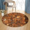 Abstract Geometric Orange Round Carpet Floor Rug Living Room Bedroom Decor Round Area Rug Carpet