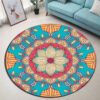 Abstract Mandala Flower Round Carpet Floor Rug Living Room Bedroom Decor Round Area Rug Carpet