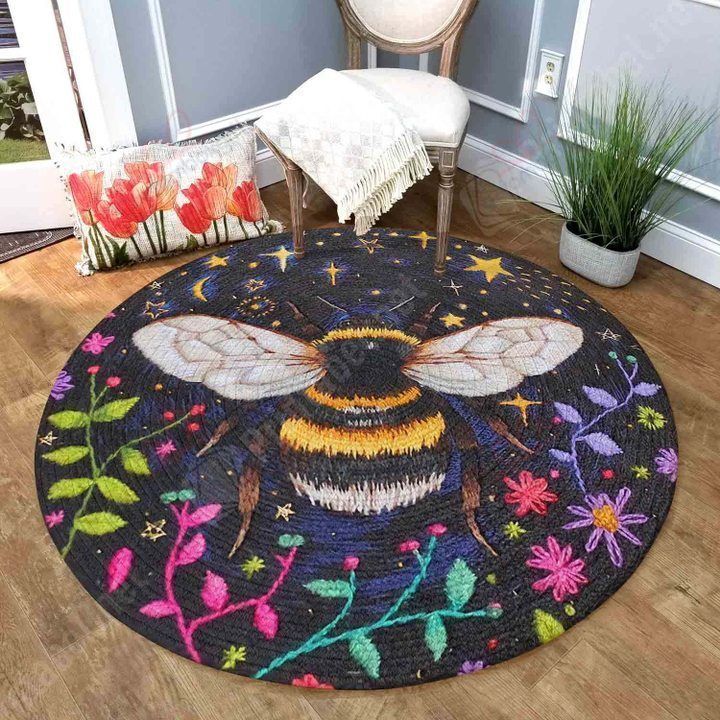 Adorable Bee Round Carpet Floor Rug Living Room Bedroom Decor Round Area Rug Carpet Adorable Bee Round Carpet Floor Rug Living Room Bedroom Decor Round Area Rug Carpet