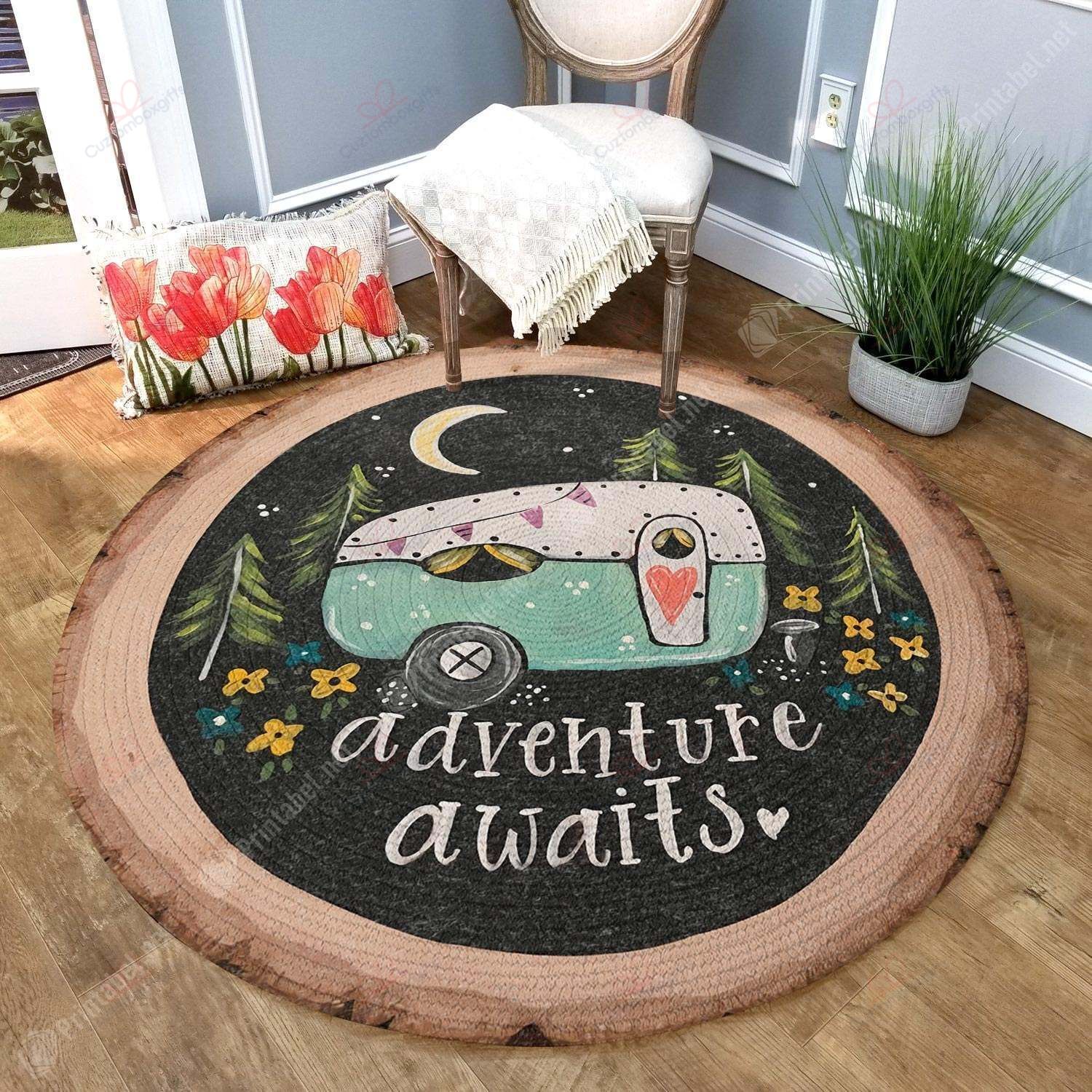 Adventure Awaits Round Carpet Floor Rug Living Room Bedroom Decor Round Area Rug Carpet Adventure Awaits Round Carpet Floor Rug Living Room Bedroom Decor Round Area Rug Carpet