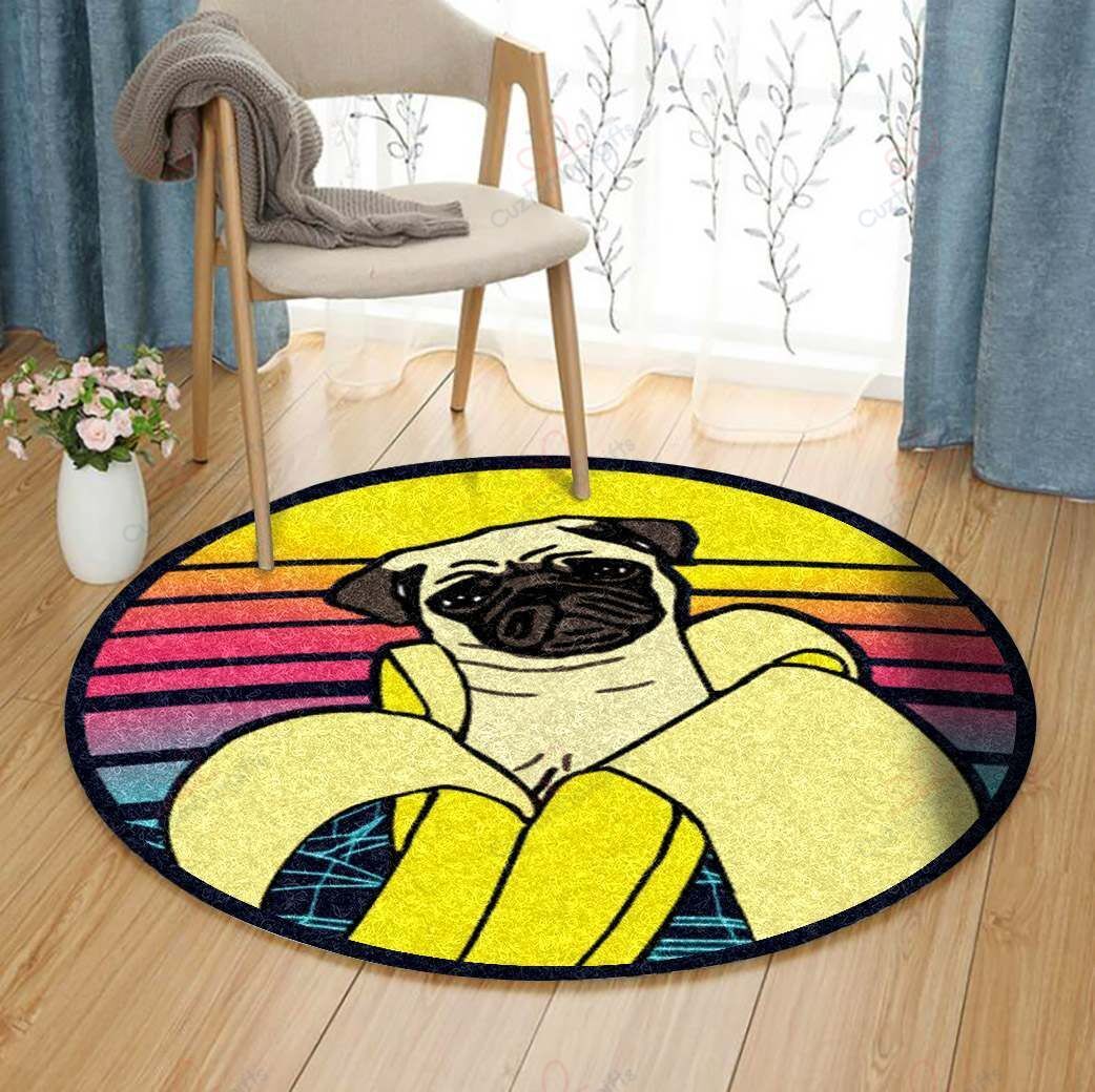 Aesthetic Banana Pug Round Carpet Floor Rug Living Room Bedroom Decor Round Area Rug Carpet Aesthetic Banana Pug Round Carpet Floor Rug Living Room Bedroom Decor Round Area Rug Carpet