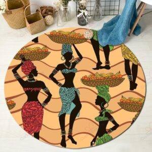 Africa Women Round Carpet Floor Rug Living Room Bedroom Decor Round Area Rug Carpet
