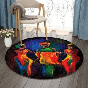 African American Artist African Art Round Carpet Floor Rug Living Room Bedroom Decor Round Area Rug Carpet