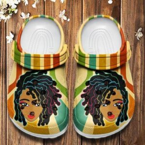 African American Black Girl Crocs Clog Classic Clog Whitesole Shoes
