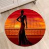 African Black Woman Round Carpet Floor Rug Living Room Bedroom Decor Round Area Rug Carpet
