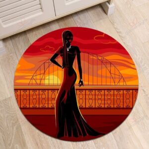African Black Woman Round Carpet Floor Rug Living Room Bedroom Decor Round Area Rug Carpet