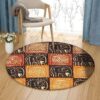 African Elephant Pattern Round Carpet Floor Rug Living Room Bedroom Decor Round Area Rug Carpet