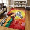 African Girl And Zebra Rug Sport Decor Gift Floor Decor Living Room Carpet Rug Area Rug - 159d7855e6f7